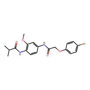 N-(4-{[(4-bromophenoxy)acetyl]amino}-2-methoxyphenyl)-2-methylpropanamide structure