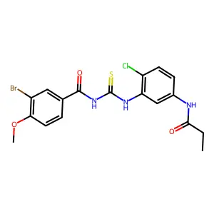 3-bromo-N-[[2-chloro-5-(propanoylamino)phenyl]carbamothioyl]-4-methoxybenzamide structure