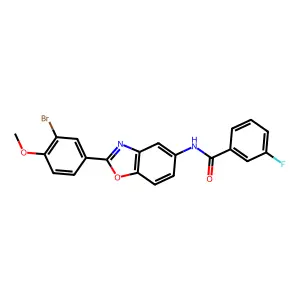 N-[2-(3-bromo-4-methoxyphenyl)-1,3-benzoxazol-5-yl]-3-fluorobenzamide structure