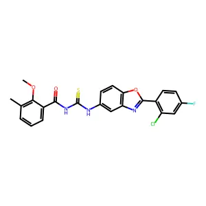 N-[[2-(2-chloro-4-fluorophenyl)-1,3-benzoxazol-5-yl]carbamothioyl]-2-methoxy-3-methylbenzamide structure