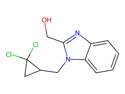 (1-((2,2-dichlorocyclopropyl)methyl)-1H-benzo[d]imidazol-2-yl)methanol structure