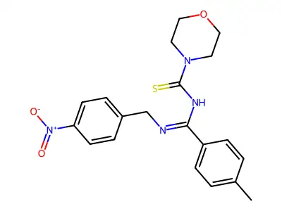 (E)-N-(((4-nitrobenzyl)imino)(p-tolyl)methyl)morpholine-4-carbothioamide structure