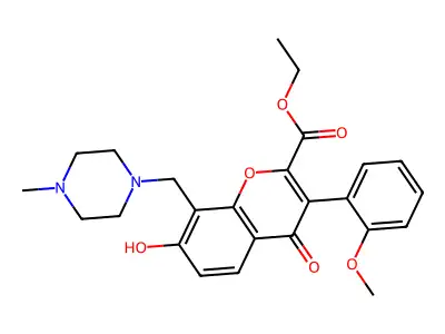 ethyl 7-hydroxy-3-(2-methoxyphenyl)-8-[(4-methylpiperazin-1-yl)methyl]-4-oxo-4H-chromene-2-carboxylate structure