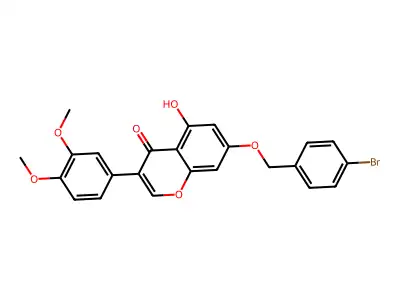 7-((4-bromobenzyl)oxy)-3-(3,4-dimethoxyphenyl)-5-hydroxy-4H-chromen-4-one structure