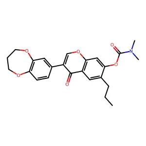 3-(3,4-dihydro-2H-benzo[b][1,4]dioxepin-7-yl)-4-oxo-6-propyl-4H-chromen-7-yl dimethylcarbamate structure