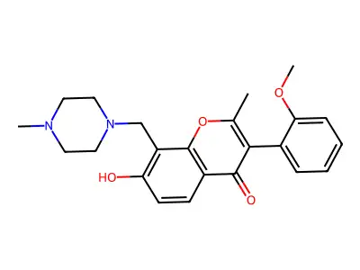 7-hydroxy-3-(2-methoxyphenyl)-2-methyl-8-[(4-methylpiperazin-1-yl)methyl]-4H-chromen-4-one structure