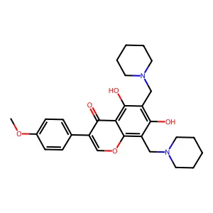 5,7-dihydroxy-3-(4-methoxyphenyl)-6,8-bis(piperidin-1-ylmethyl)-4H-chromen-4-one structure