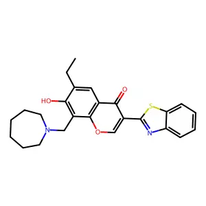 8-(azepan-1-ylmethyl)-3-(benzo[d]thiazol-2-yl)-6-ethyl-7-hydroxy-4H-chromen-4-one structure