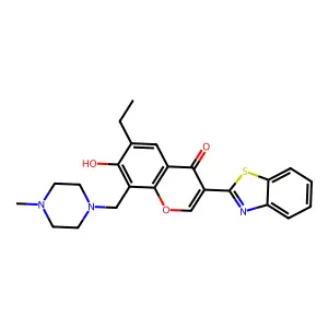 3-(benzo[d]thiazol-2-yl)-6-ethyl-7-hydroxy-8-((4-methylpiperazin-1-yl)methyl)-4H-chromen-4-one structure