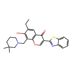 3-(benzo[d]thiazol-2-yl)-8-((3,3-dimethylpiperidin-1-yl)methyl)-6-ethyl-7-hydroxy-4H-chromen-4-one structure