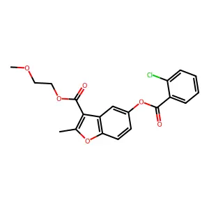 2-Methoxyethyl 5-((2-chlorobenzoyl)oxy)-2-methylbenzofuran-3-carboxylate structure