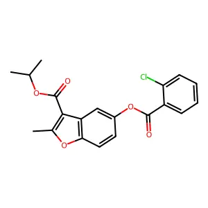 Isopropyl 5-((2-chlorobenzoyl)oxy)-2-methylbenzofuran-3-carboxylate structure