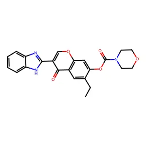 [3-(1H-benzimidazol-2-yl)-6-ethyl-4-oxochromen-7-yl] morpholine-4-carboxylate structure