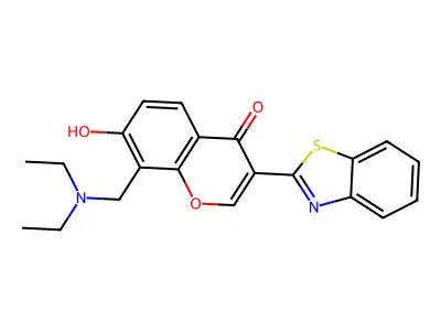 3-(benzo[d]thiazol-2-yl)-8-((diethylamino)methyl)-7-hydroxy-4H-chromen-4-one structure