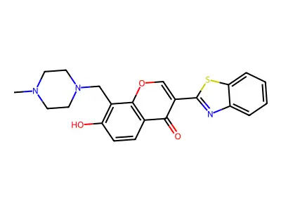 3-(1,3-benzothiazol-2-yl)-7-hydroxy-8-[(4-methylpiperazin-1-yl)methyl]-4H-chromen-4-one structure