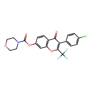 3-(4-chlorophenyl)-4-oxo-2-(trifluoromethyl)-4H-chromen-7-yl morpholine-4-carboxylate structure