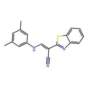 (2E)-2-(1,3-benzothiazol-2-yl)-3-[(3,5-dimethylphenyl)amino]prop-2-enenitrile structure