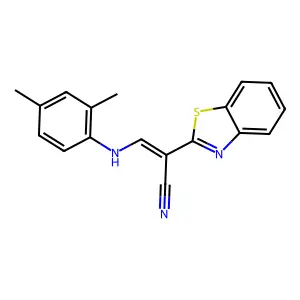 (2E)-2-(1,3-benzothiazol-2-yl)-3-[(2,4-dimethylphenyl)amino]prop-2-enenitrile structure