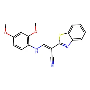 (2E)-2-(1,3-benzothiazol-2-yl)-3-[(2,4-dimethoxyphenyl)amino]prop-2-enenitrile structure