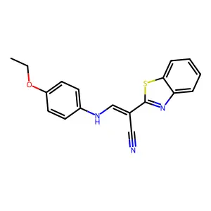 (2E)-2-(1,3-benzothiazol-2-yl)-3-[(4-ethoxyphenyl)amino]prop-2-enenitrile structure