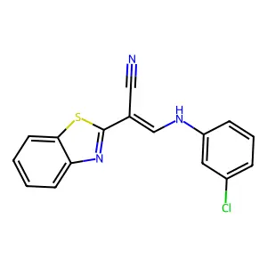 (2E)-2-(1,3-benzothiazol-2-yl)-3-[(3-chlorophenyl)amino]prop-2-enenitrile structure