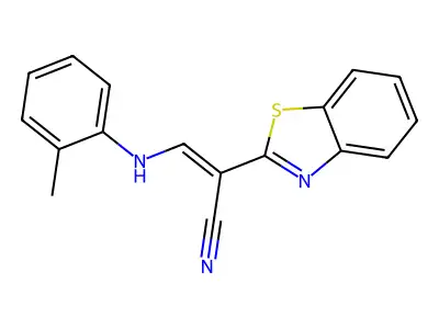 (2E)-2-(1,3-benzothiazol-2-yl)-3-[(2-methylphenyl)amino]prop-2-enenitrile structure