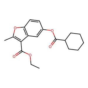 Ethyl 5-(cyclohexanecarbonyloxy)-2-methyl-1-benzofuran-3-carboxylate structure