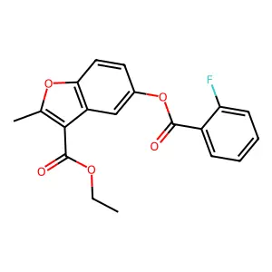 Ethyl 5-((2-fluorobenzoyl)oxy)-2-methylbenzofuran-3-carboxylate structure