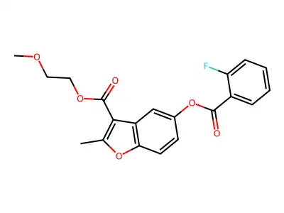 2-Methoxyethyl 5-((2-fluorobenzoyl)oxy)-2-methylbenzofuran-3-carboxylate structure