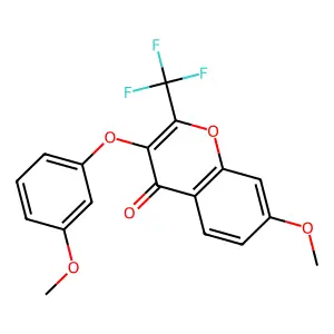 7-methoxy-3-(3-methoxyphenoxy)-2-(trifluoromethyl)-4H-chromen-4-one structure