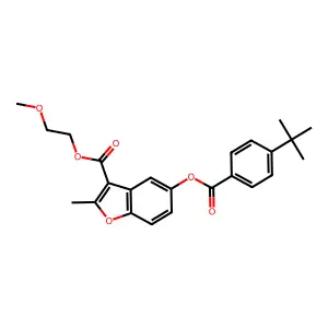 2-Methoxyethyl 5-((4-(tert-butyl)benzoyl)oxy)-2-methylbenzofuran-3-carboxylate structure