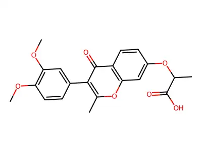 2-((3-(3,4-dimethoxyphenyl)-2-methyl-4-oxo-4H-chromen-7-yl)oxy)propanoic acid structure