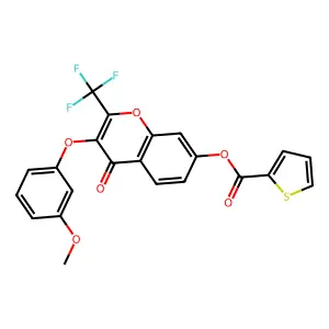 3-(3-methoxyphenoxy)-4-oxo-2-(trifluoromethyl)-4H-chromen-7-yl thiophene-2-carboxylate structure