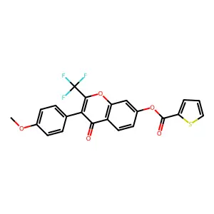 3-(4-methoxyphenyl)-4-oxo-2-(trifluoromethyl)-4H-chromen-7-yl thiophene-2-carboxylate structure