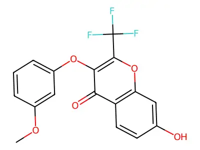 7-hydroxy-3-(3-methoxyphenoxy)-2-(trifluoromethyl)-4H-chromen-4-one structure
