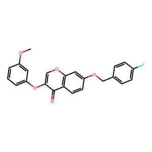 7-[(4-Fluorophenyl)methoxy]-3-(3-methoxyphenoxy)chromen-4-one structure