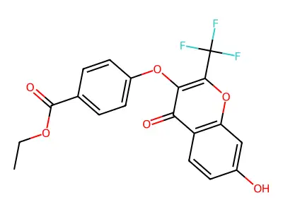 ethyl 4-{[7-hydroxy-4-oxo-2-(trifluoromethyl)-4H-chromen-3-yl]oxy}benzoate structure