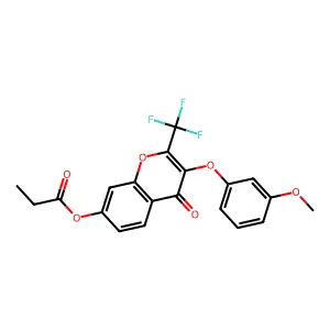 3-(3-methoxyphenoxy)-4-oxo-2-(trifluoromethyl)-4H-chromen-7-yl propanoate structure