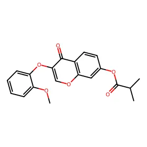 3-(2-methoxyphenoxy)-4-oxo-4H-chromen-7-yl isobutyrate structure