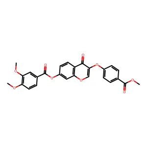3-(4-(methoxycarbonyl)phenoxy)-4-oxo-4H-chromen-7-yl 3,4-dimethoxybenzoate structure