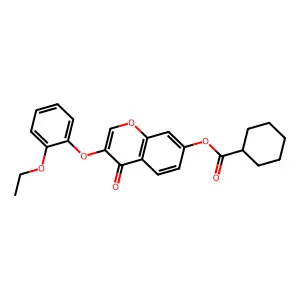 3-(2-ethoxyphenoxy)-4-oxo-4H-chromen-7-yl cyclohexanecarboxylate structure