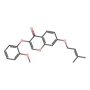3-(2-methoxyphenoxy)-7-((3-methylbut-2-en-1-yl)oxy)-4H-chromen-4-one structure