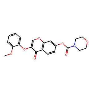 3-(2-methoxyphenoxy)-4-oxo-4H-chromen-7-yl morpholine-4-carboxylate structure