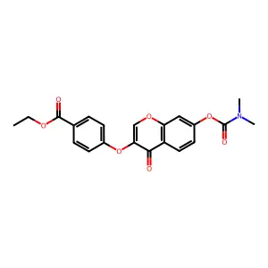 ethyl 4-((7-((dimethylcarbamoyl)oxy)-4-oxo-4H-chromen-3-yl)oxy)benzoate structure