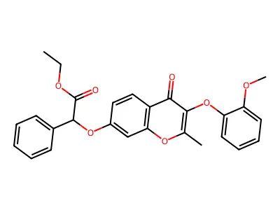 Ethyl 2-[3-(2-methoxyphenoxy)-2-methyl-4-oxochromen-7-yl]oxy-2-phenylacetate structure