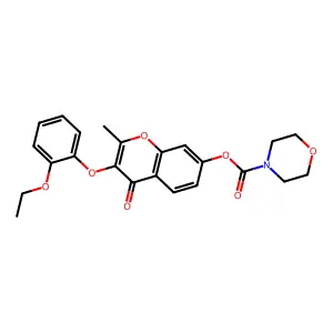 3-(2-ethoxyphenoxy)-2-methyl-4-oxo-4H-chromen-7-yl morpholine-4-carboxylate structure