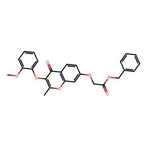 benzyl 2-{[3-(2-methoxyphenoxy)-2-methyl-4-oxo-4H-chromen-7-yl]oxy}acetate structure