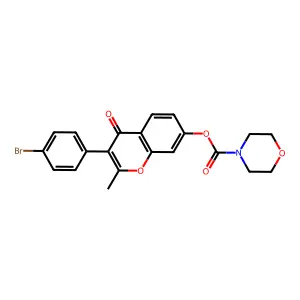 3-(4-bromophenyl)-2-methyl-4-oxo-4H-chromen-7-yl morpholine-4-carboxylate structure