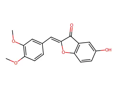 (Z)-2-(3,4-dimethoxybenzylidene)-5-hydroxybenzofuran-3(2H)-one structure
