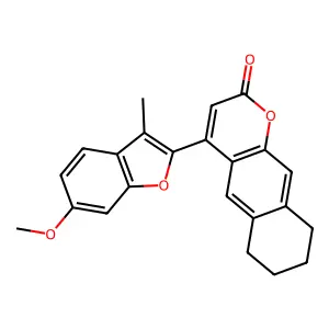 4-(6-methoxy-3-methyl-1-benzofuran-2-yl)-6,7,8,9-tetrahydro-2H-benzo[g]chromen-2-one structure
